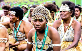 A cultural performer from the Solomon Islands at the 6th Melanesian Arts Festival in Honiara.