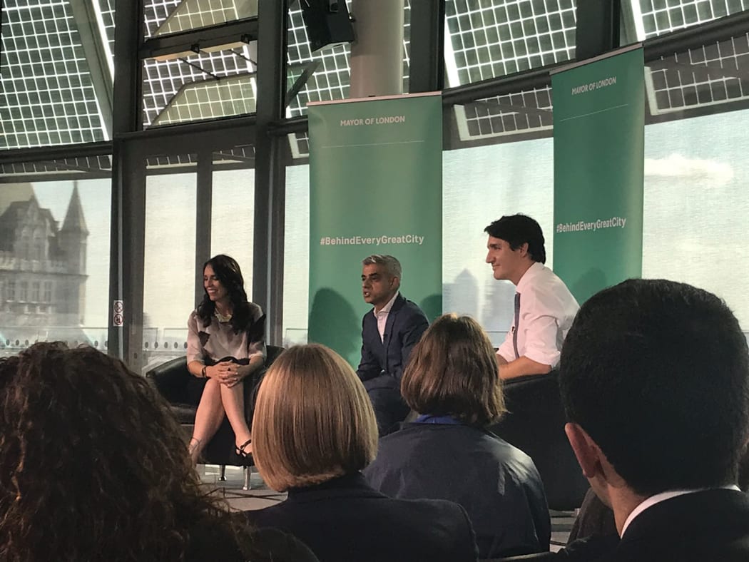Prime Minister Jacinda Ardern, London mayor Sadiq Khan, and Canadian Prime Minister Justin Trudeau.