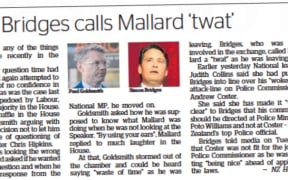 Hawke's Bay Today headlines the bad word Simon Bridges called the speaker - and himself in 2018.