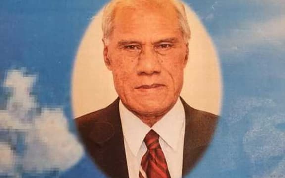 The image of ' Akilis Pohiva used at a   memorial service in Auckland.