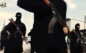 Islamic State images purportedly showing recruits marching in an unknown location.