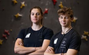 Sarah Tetzlaff and Julian David are New Zealand’s first Olympic speedclimbing representatives.
