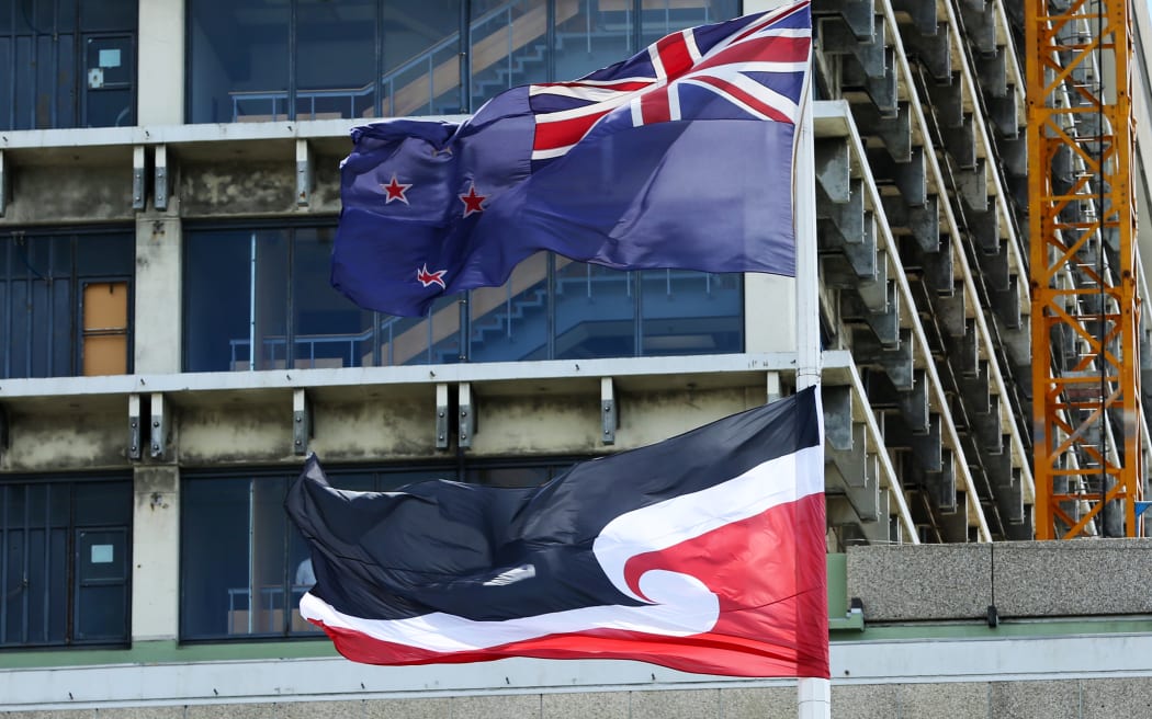 The New Zealand and Tino Rangatiratanga flags flying in Wellington.