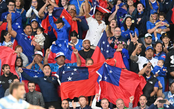 Samoa fans and supporters at the 2023 Rugby World Cup.