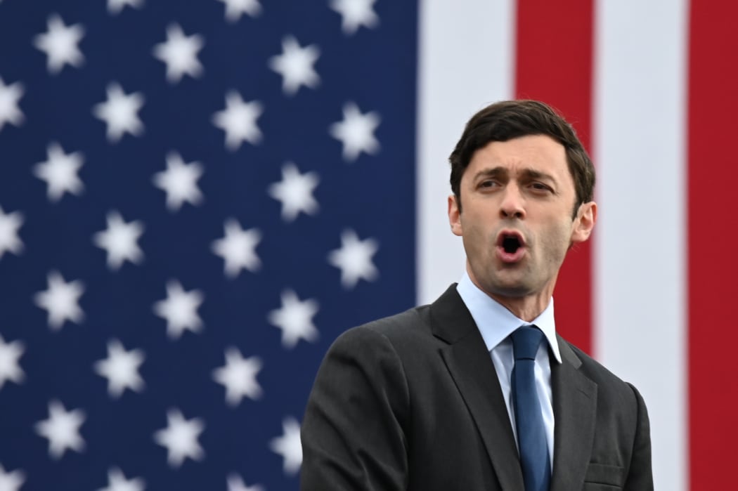 Democratic Senate candidate Jon Ossoff speaks during a campaign rally in Atlanta, Georgia on December 15, 2020.