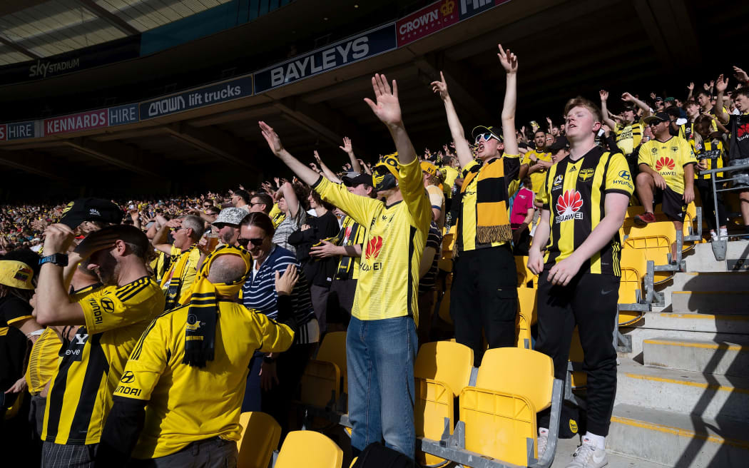 Phoenix fans during the A-League Wellington Phoenix v Central Coast Mariners at SKY Stadium, 2022.