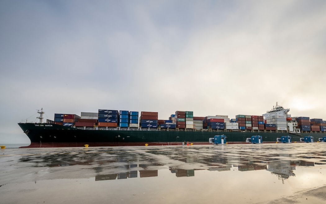 A container ship at Napier Port, June 2022.