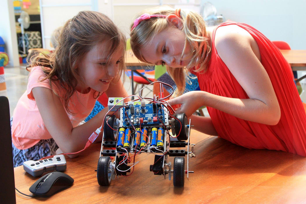 Children get under the bonnet of robotics at the Mindlab in Auckland