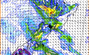 MetService's rainfall forecast map for 9pm Tuesday 11 May.