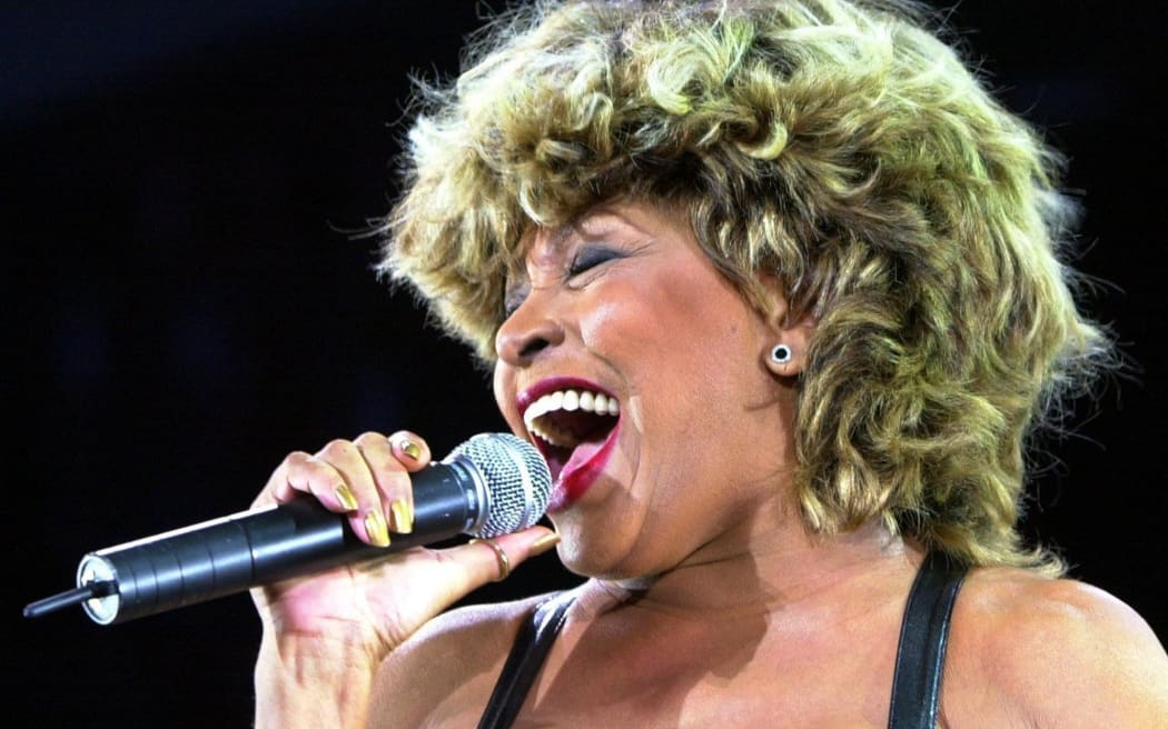 Rock star Tina Turner performs on stage at the sold-out olympic stadium in Munich on 23 July, 2000.