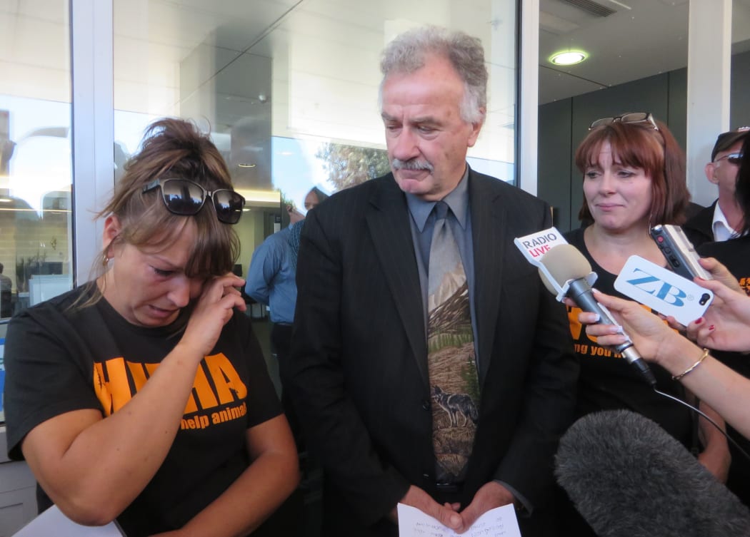 Huha trustee Sally Osborn, left, Kapiti mayor Ross Church and Huha spokesperson Carolyn Press-McKenzie.