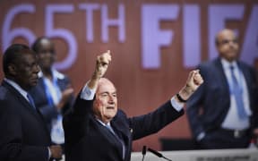 Sepp Blatter reacts after his re-election as president of FIFA in Zurich.