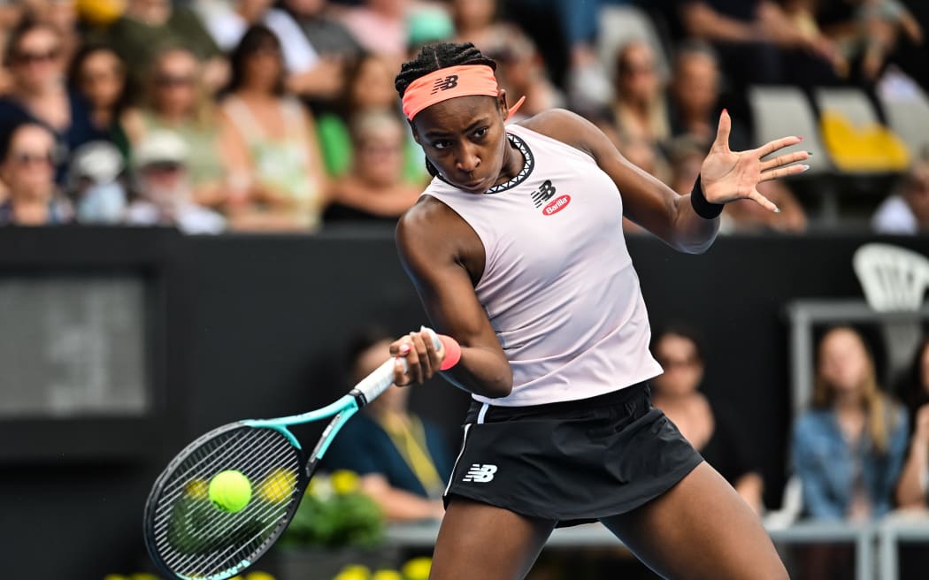 USA's Coco Gauff during the semi finals of the ASB Classic at the ASB Tennis Arena, Auckland, New Zealand on Saturday 7 January 2023.© Copyright photo: Andrew Cornaga / www.photosport.nz