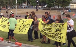 Protesters back at Aotea Square on Thursday.