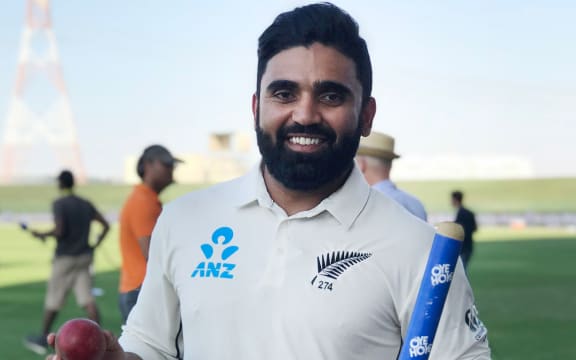 Black caps spinner Ajaz Patel.