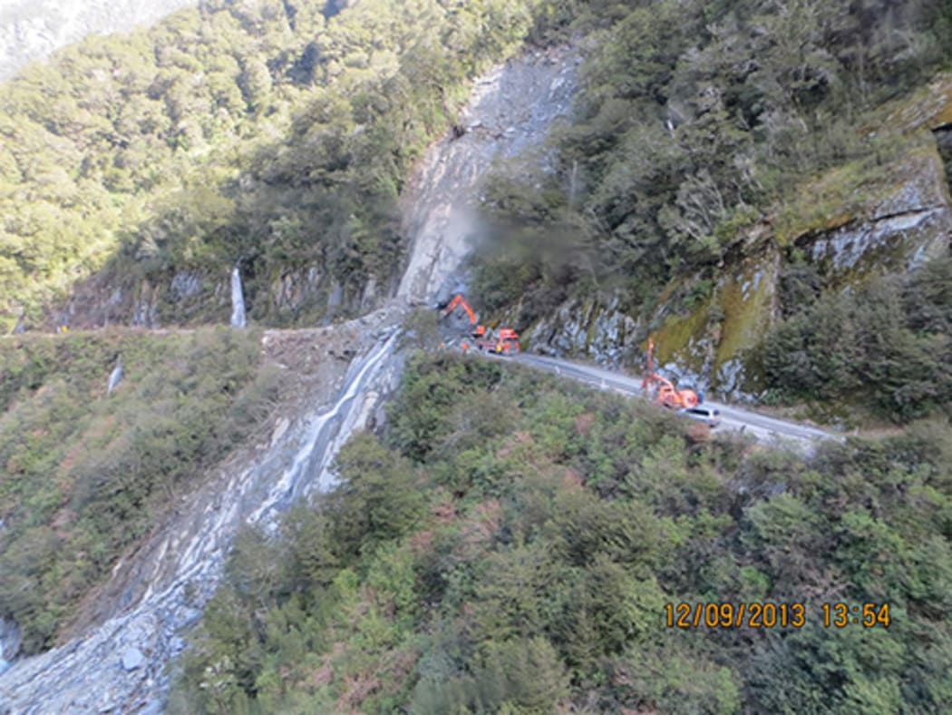 Contractors working on the slip.