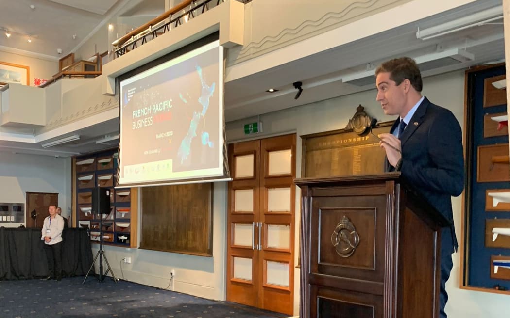 French Minister Delegate for Foreign Trade Olivier Betch speaking at the French Pacific Business Forum