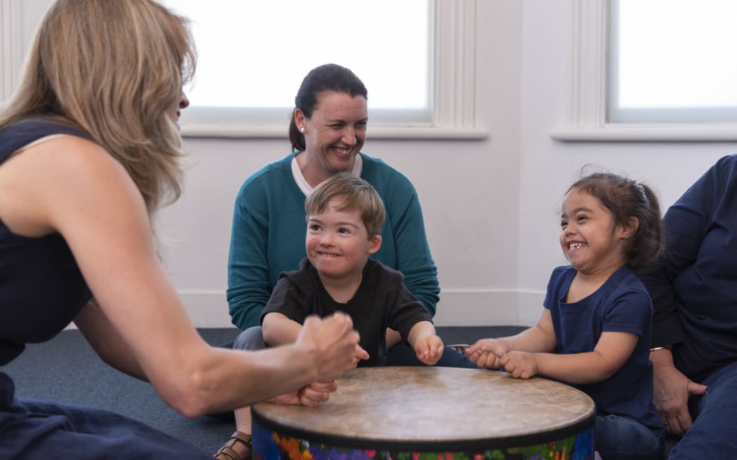 A music therapy session at the Raukatauri Music Therapy Centre in Auckland