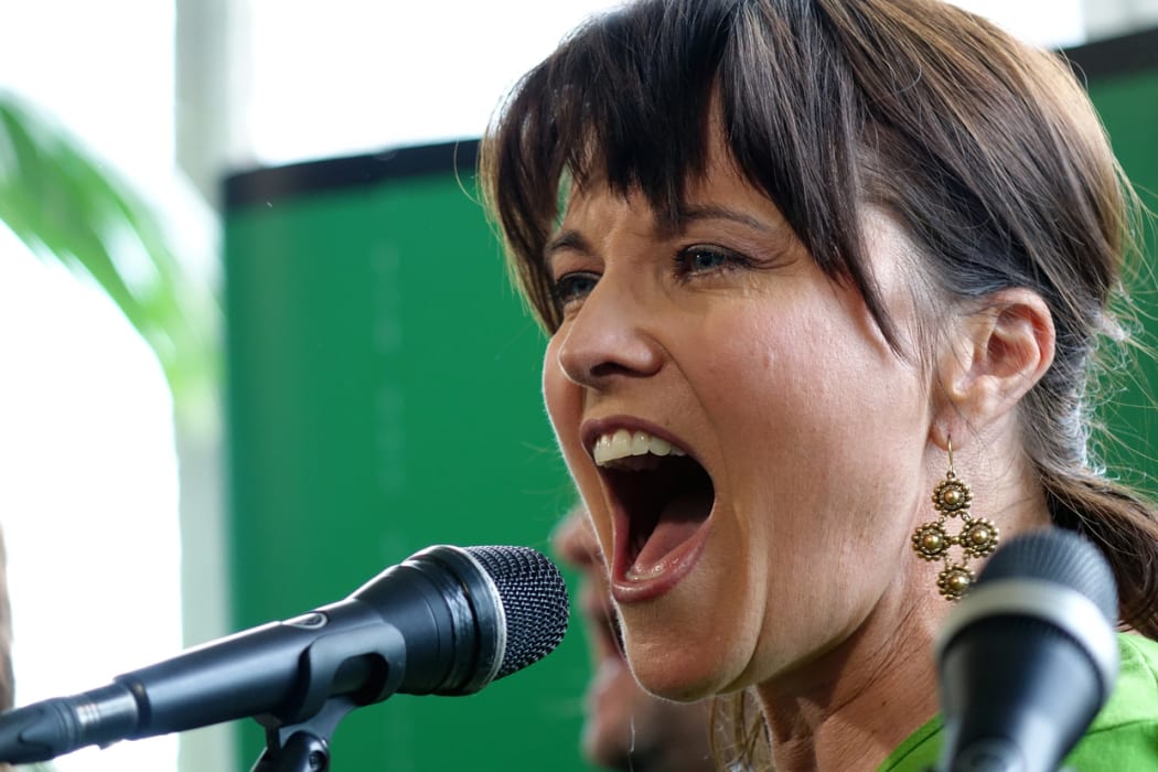 Lucy Lawless performing at a Green Party event.