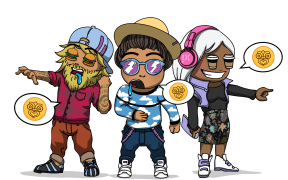 Cartoon of people speaking Maori