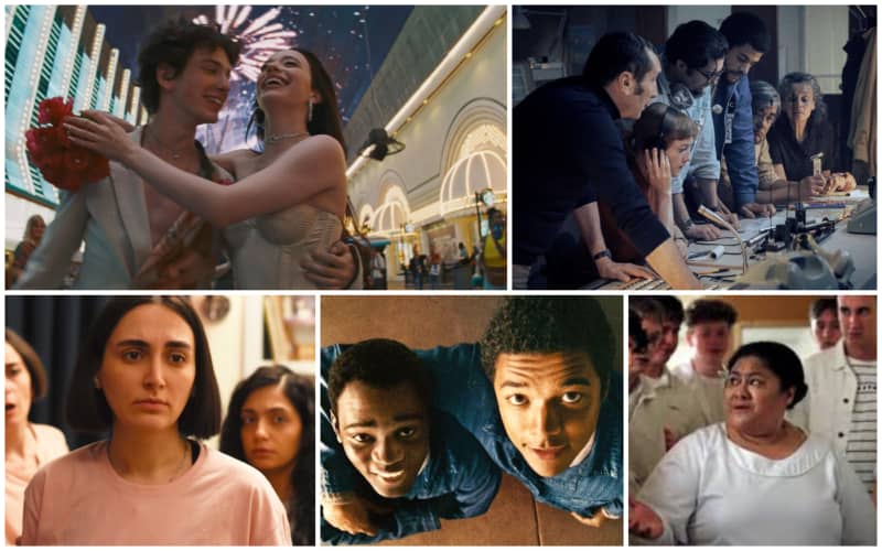 Clockwise: Anora, September 5, Tinā, Nickel Boys and The Seed of the Sacred Fig.