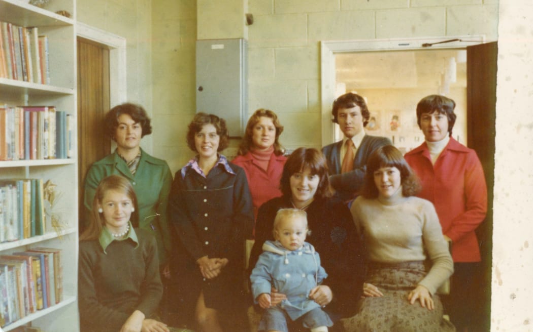 Jill (front left) with the other library staff shortly after she became library manager.