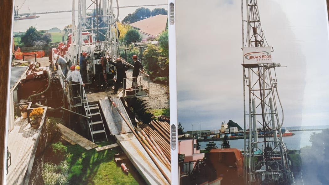 An old photo Daveena Dawrant has collected shows remediation works, where an abandoned well was discovered in her garden back in 2003.