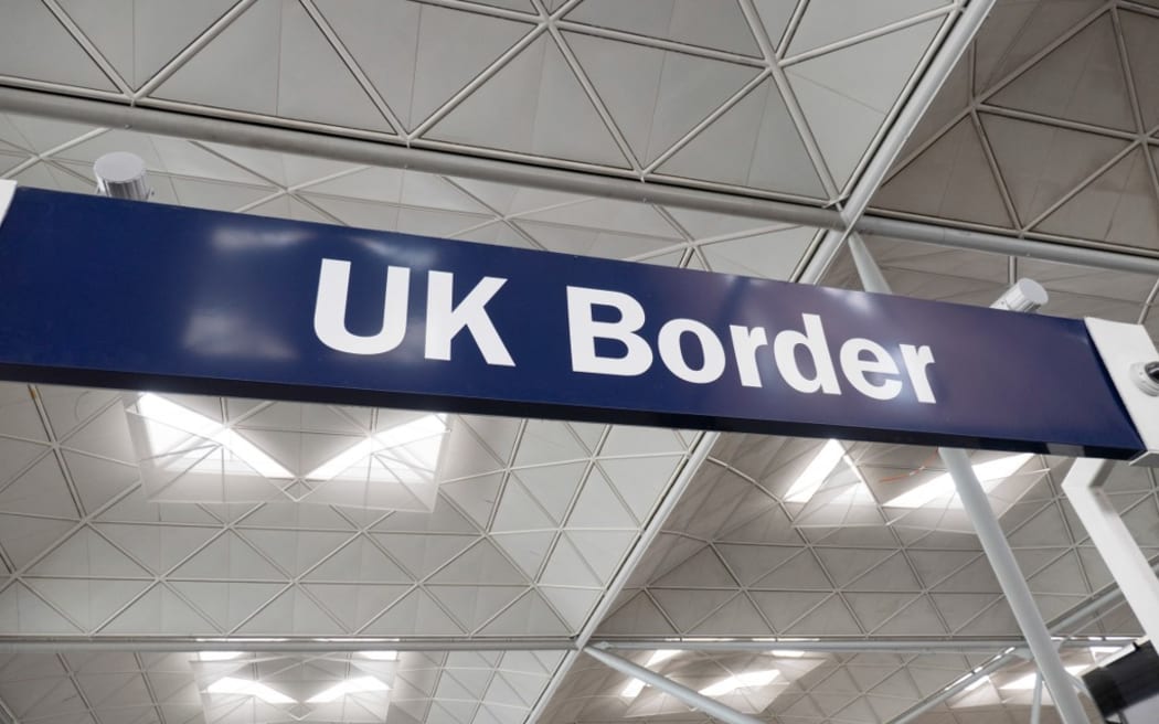 EU, UK, Borders, Passport and European Union signs and inscription in London Stansted STN airport in England, UK on 23 August 2019 a few months before the Brexit. (Photo by Nicolas Economou/NurPhoto)