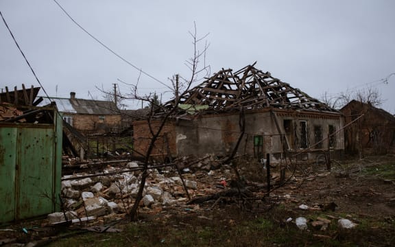 Bakhmut under daily Russian shelling, still daily life goes on despite near by Russian Army. Frontline is 2km from city in south direction. Destroyed house due to shelling, east of the city. Bakhmut, on December 18, 2022.