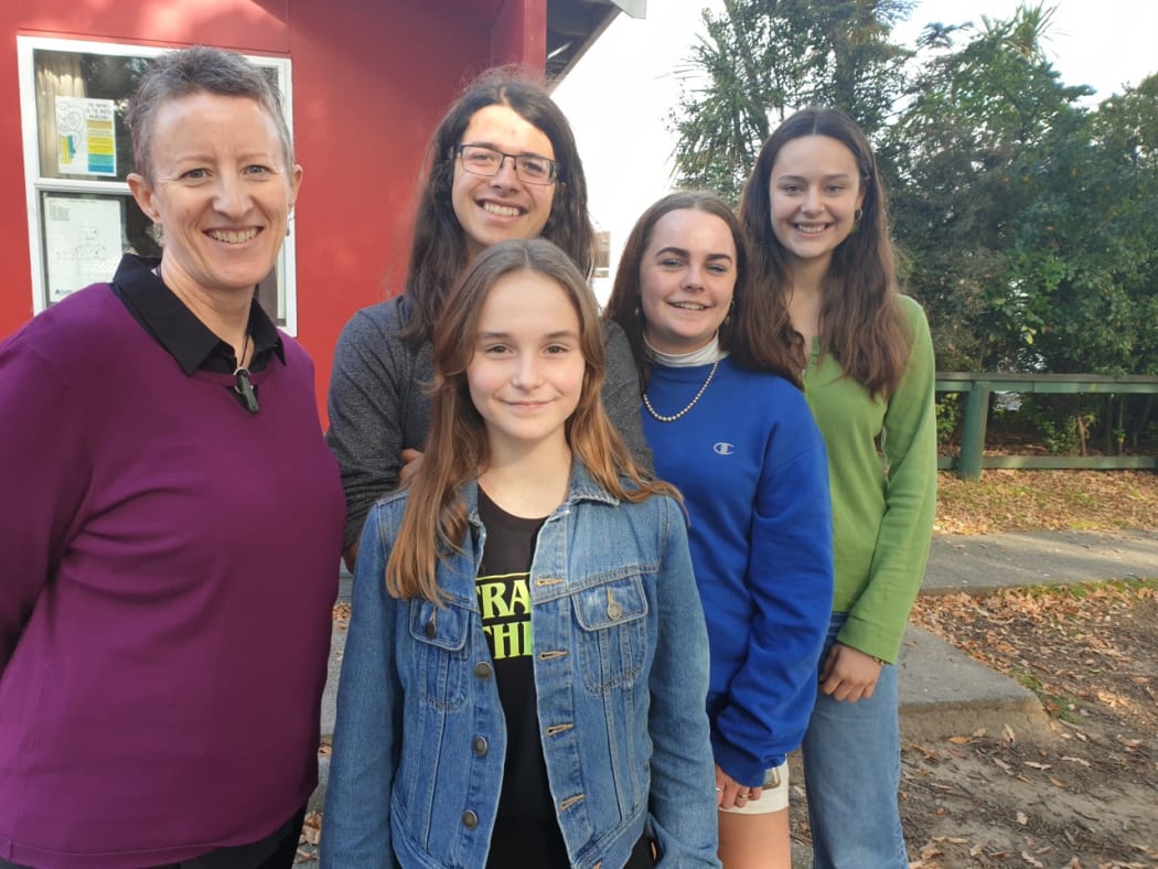 Wellington High School teacher Nicola Dow with students (front) Sophie Leadbetter, (rear from left) Xandi Gobbi, Lily-Mai Parkin and Willow Ashby.