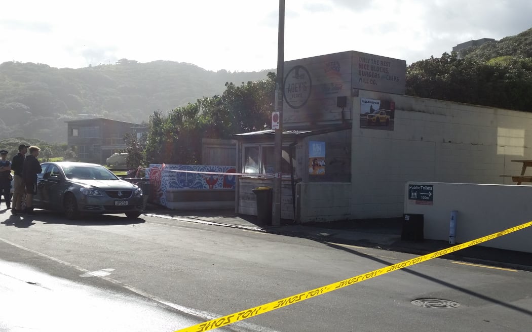 Adey's Place fish and chip shop in Piha was set alight, one of several fires lit in the beachside town overnight.