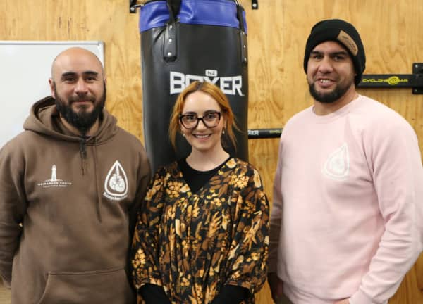 Abel Ripene, Channyn Titter and Laurence Titter at the Wairarapa Boxing Academy, Masterton.