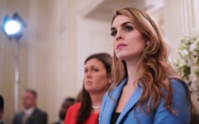 Hope Hicks watches as US President Donald Trump takes part in a listening session on gun violence with teachers and students in the State Dining Room of the White House on 21 February.