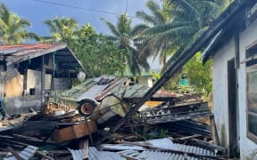 Damage to houses in Tahiti