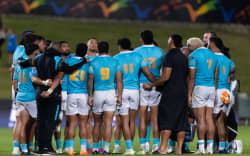 Moana Pasifika team in a huddle after the Super Rugby Pacific - Round 12 match between Moana Pasifika v Blues held at North Harbour Stadium, Auckland - New Zealand - on Saturday  02  May  2026. 
Photo credit: Brett Phibbs / www.photosport.nz