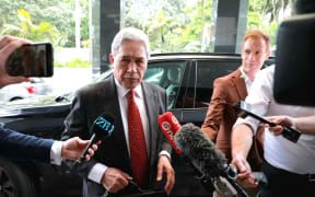 New Zealand First leader Winston Peters arrives for coalition negotiations in Auckland, 17 November 2023.