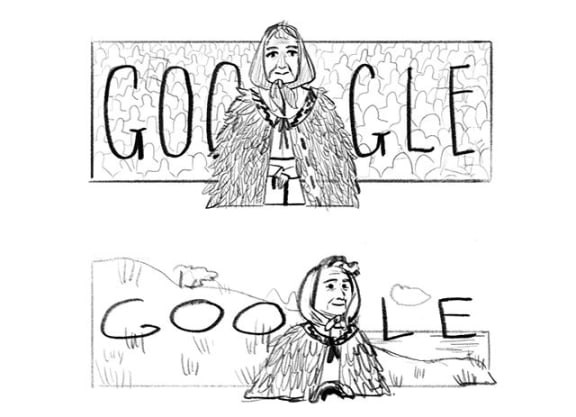 Early sketches of the Google "doodle" by illustrator Olivia Huynh.