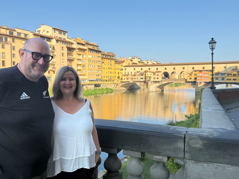 Belinda Johnston in Florence with her husband while on a sabbatical leave from being the principal of Auckland’s Sommerville Special School.