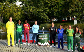 2022 Women's Cricket World Cup captains Meg Lanning Australia, Bismah Maroof Pakistan, Stafanie Taylor West Indies, Heather Knight England, Sophie Devine New Zealand, Mithali Raj India, Sune Luus South Africa and Nigar Sultana Bangladesh.