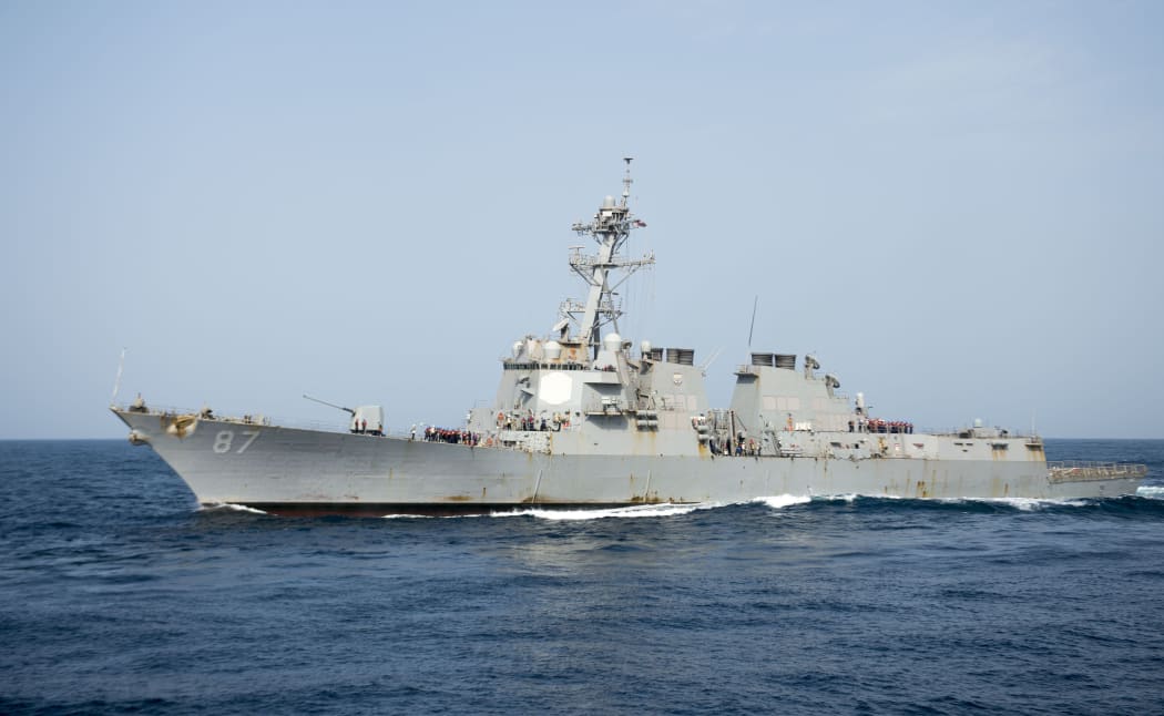 Destroyer USS Mason, which was targeted by missiles fired from rebel-held territory while patrolling the Red Sea off the Yemeni coast.