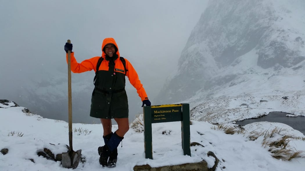 DOC supervisor Pania Dalley in the Fiordland National Park. More Kiwis and fewer overseas tourists are booking accommodation on New Zealand's Great Walks.