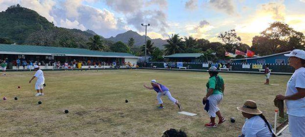 Bowls action at the 2020 Cook Islands Games.