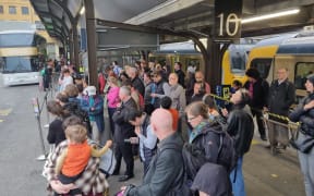 Stranded passengers at Wellington Railway Station waiting for bus replacement n 9 November.