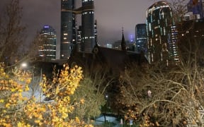 Melbourne in the rain after dark