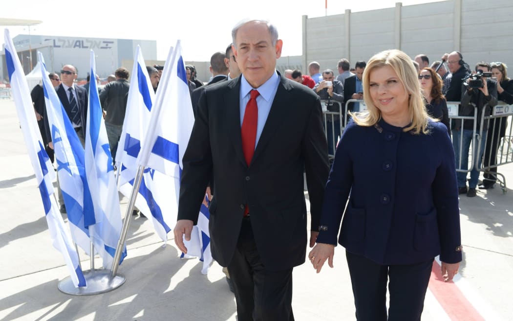 Benjamin Netanyahu and his wife Sarah Netanyahu depart for the US from Ben Gurion Airport.