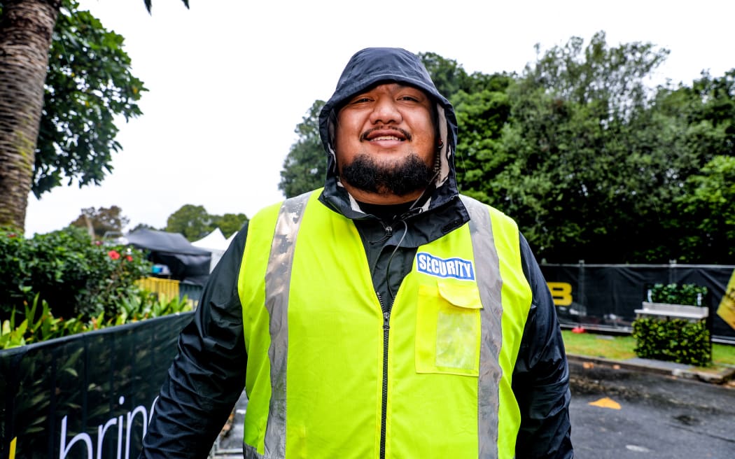 Exodus Tulialii Sia is working security at Polyfest
