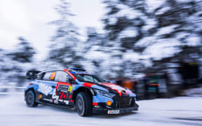 Hayden Paddon driving for Hyundai at the Monte Carlo Rally.