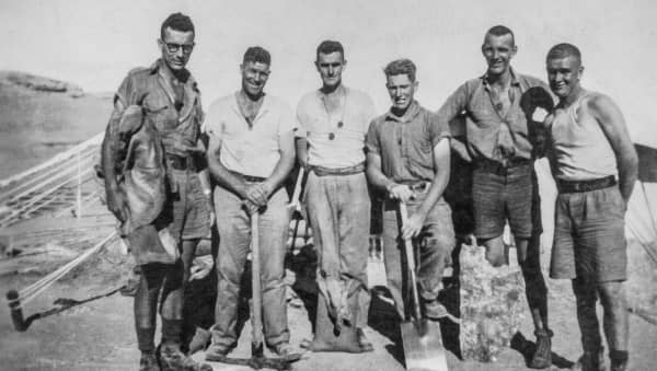 Campo 57 prisoners, from left: Eric Clark, my father, Steve Oliver, Jim Weston, Jack Duggan and Murray Wylie, photographed while working at the No 2 sub-station