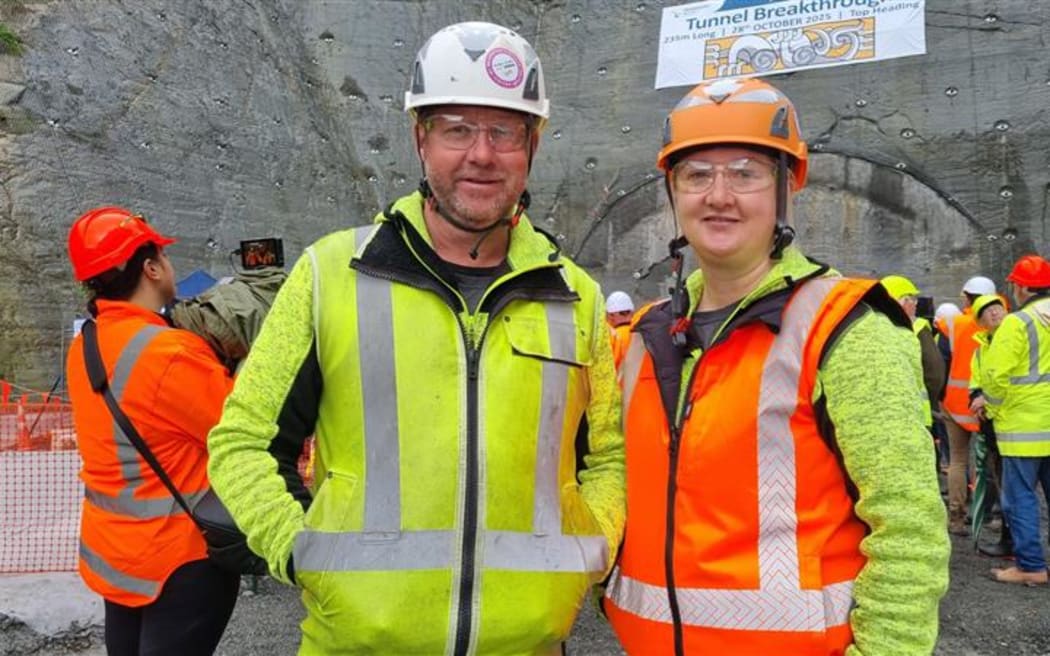 Co-owners of Taranaki Mix Kezia and Steve Beard at Mt Messenger tunnel