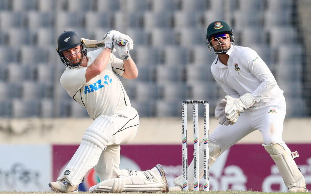 Glenn Phillips of New Zealand batting against Bangladesh, Mirpur, 2023.